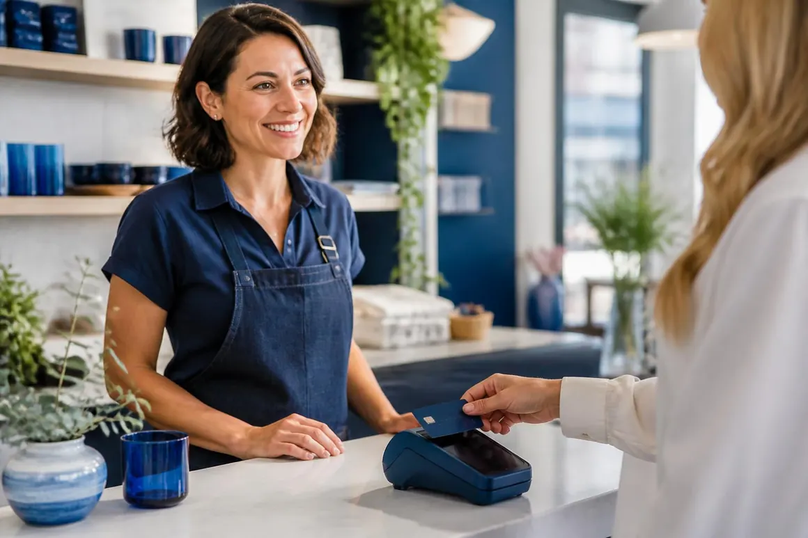 Customer making a payment using a card terminal